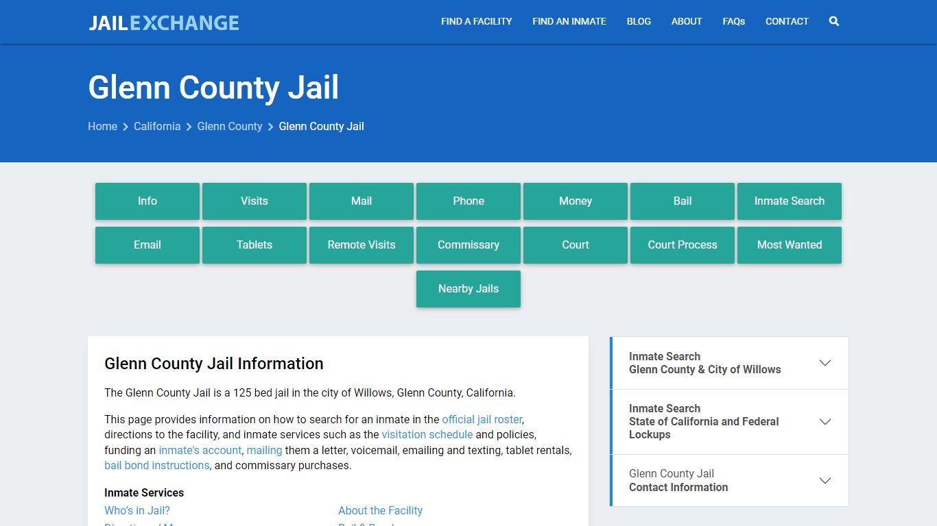 Glenn County Jail, CA Inmate Search, Information